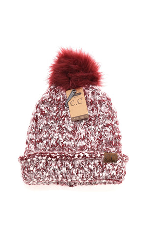 C.C Fuzzy Lined Knit Fur Beanie