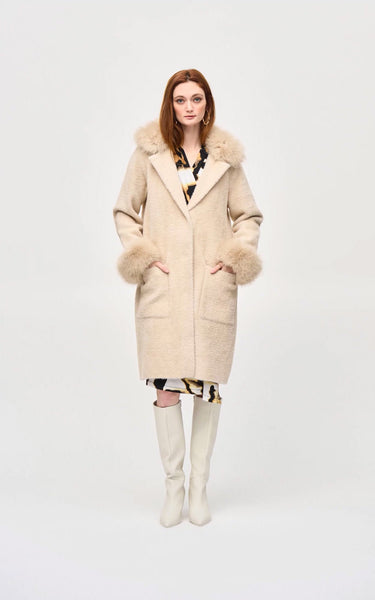 Joseph Ribkoff Faux Feather Coat 243923