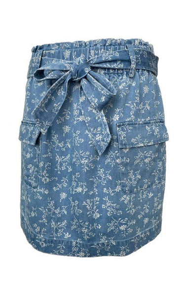 Motion Print Belted Skirt m0074