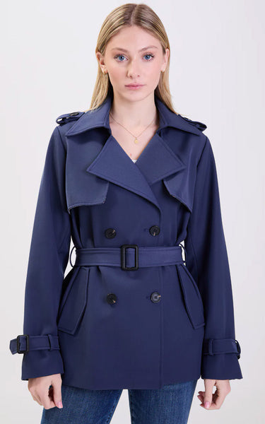 Point Zero «eco» Short double breasted belted trench coat 'Aubrey'