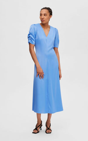 Selected «eco» Satin midi  Dress 160-90535