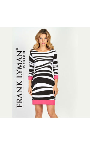 Belle robe à rayures asymétriques par Frank Lyman (56440)